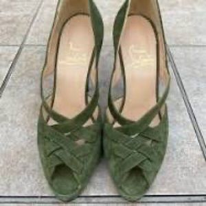 Drapanova Green Suede Louboutin Heels